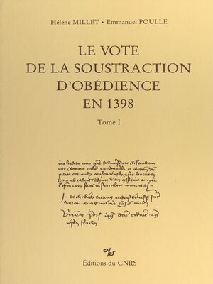 cover image of Le vote de la soustraction d'obédience en 1398, 1